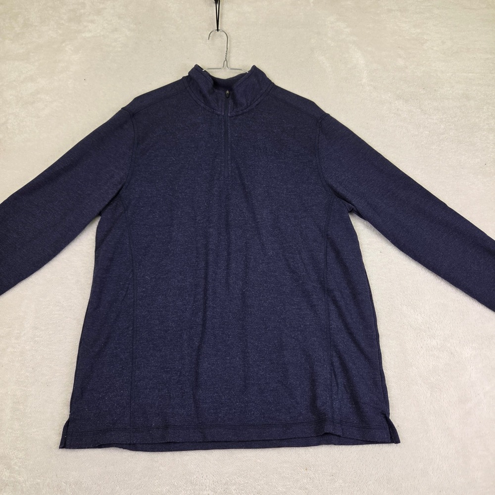 Orvis Mens Navy Blue Heather Quarter Zip Pullover Sweater Size M Mock Neck 4611